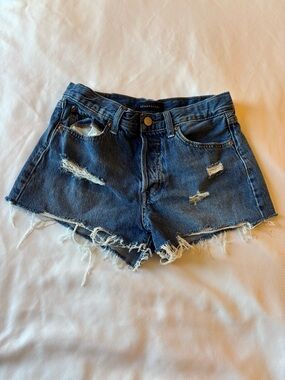 Aeropostale Dark Blue Frayed Distressed Denim Shorts